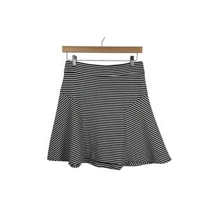 Express Women’s Mixed Stripe Skater Flare Mini Skirt Black/White 2